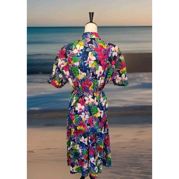 1980's Vintage HAWAIIAN Print Womens Floral Maxi Skirt w/Top 2 Piece Outfit - Picture 5 of 12